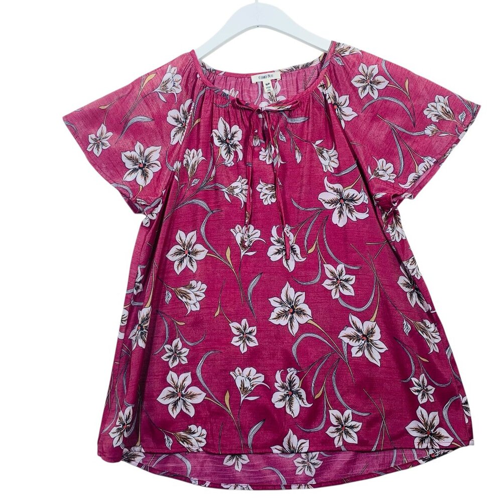 COMO BLU print blouse  short sleeve size small